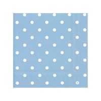 60x Polka Dot 3-laags servetten licht blauw met witte stippen 33 x 33 cm