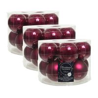 30x stuks glazen kerstballen framboos roze (magnolia) 6 cm mat/glans - Kerstbal - thumbnail