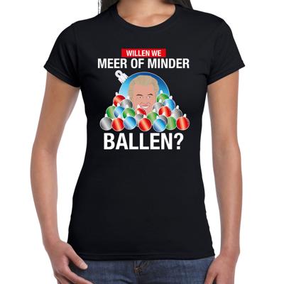 Kersttrui t-shirt - Wilders Meer of minder ballen - foute kerstkleding - zwart - voor dames Kersttrui t-shirt - Wilders Meer of minder ballen - foute kerstkleding - zwart - voor dames