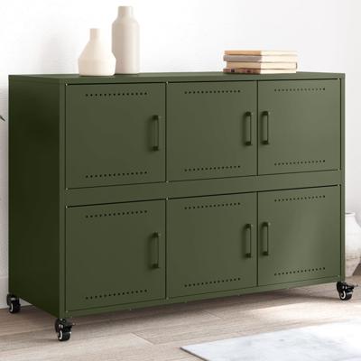 Dressoir 100,5x39x72 cm staal olijfgroen
