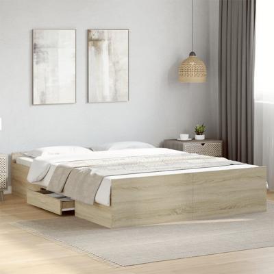 Bedframe met lades bewerkt hout sonoma eikenkleurig 160x200 cm