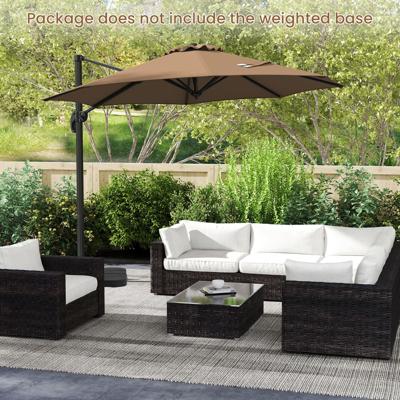 Ronde Terrasparasol 294 x 247 cm Zweefparasol met 360° Rotatie Kruisvormige Voet 5 Verstelbare Hellingen 8 Baleinen Aluminium Paal