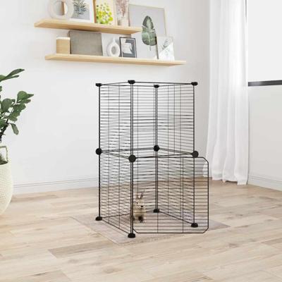 VidaXL Huisdierenkooi met deur 8 panelen 35x35 cm staal zwart