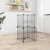 VidaXL Huisdierenkooi met deur 8 panelen 35x35 cm staal zwart VidaXL Huisdierenkooi met deur 8 panelen 35x35 cm staal zwart