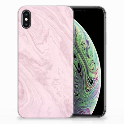 Apple iPhone Xs Max | TPU | Siliconen hoesje | Marble Pink - Origineel Cadeau Vriendin