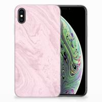 Apple iPhone Xs Max | TPU | Siliconen hoesje | Marble Pink - Origineel Cadeau Vriendin