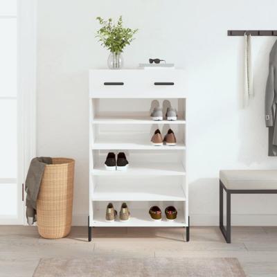 Schoenenkast 60x35x105 cm bewerkt hout hoogglans wit