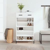 Schoenenkast 60x35x105 cm bewerkt hout hoogglans wit