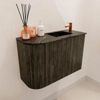 Toiletmeubel Mondiaz Joya Dlux | 61.6 cm | Meubelkleur Shadow | Faye wastafel Lava Wasbak Rechts | 1 kraangat