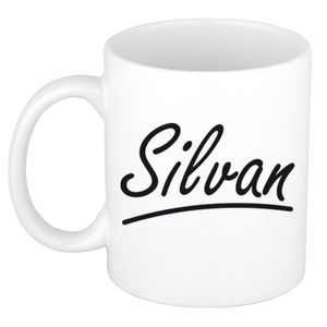 Naam cadeau mok / beker Silvan met sierlijke letters 300 ml   -