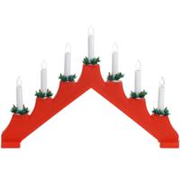 Kerstverlichting - kaarsenbrug - 7 lampjes - rood - 41 x 30 cm - snoer