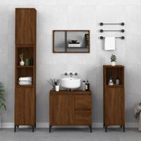 Badkamerkast 30x30x100 cm bewerkt hout bruin eikenkleur