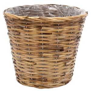 Mega Collections Planten/bloemen mand - rotan - lichtbruin - D19 x H16 cm   -