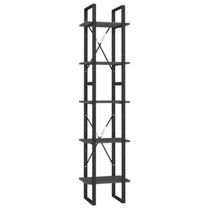 The Living Store Boekenkast Grenenhout - 40 x 30 x 105 cm - Grijs - Metalen frame