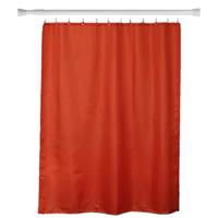 Douchegordijn en ophangstang - uitschuifbaar 70-120 cm - oranje - met ringen