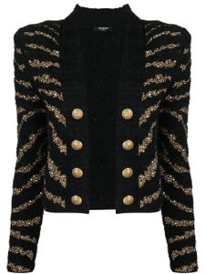 Balmain cardigan mi-long à rayures - Noir