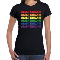 Regenboog Amsterdam gay pride zwart t-shirt voor dames - thumbnail