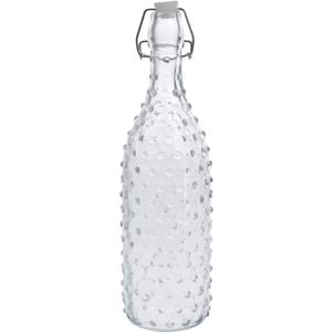 Fles met beugeldop - transparant - stip - 1000 ml - glas - decoratie fles - olie/azijn fles