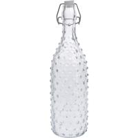 Fles met beugeldop - transparant - stip - 1000 ml - glas - decoratie fles - olie/azijn fles Fles met beugeldop - transparant - stip - 1000 ml - glas - decoratie fles - olie/azijn fles