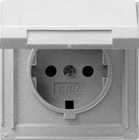 Stopcontact buiten Gira TX 44 met randaarde en klapdeksel aluminium inbouw