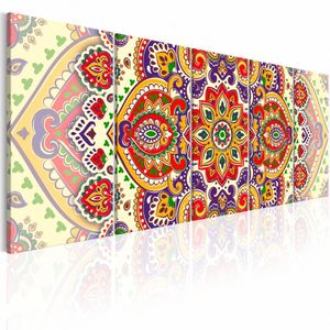 Schilderij - Mandala , multi kleur , 5 luik
