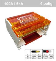 SEP 4 polig verdeelset 100A 4x11 aansluitingen 500VAC/DC