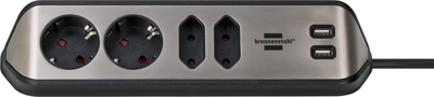Brennenstuhl brennenstuhl®estilo hoekaansluitdoosstrook met USB laadfunctie 4-weg 2x b eschermend contactdoos & 2 - 1153590410
