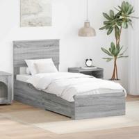 Bedframe Grijs Sonoma en Zilver 75 x 190 cm Bewerkt hout
