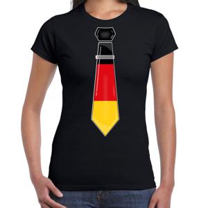 Verkleed T-shirt voor dames - stropdas Duitsland - zwart - supporter - themafeest