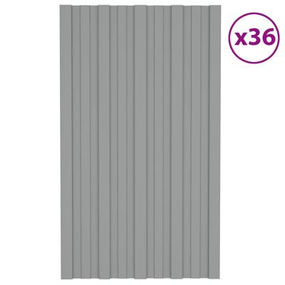 Dakpanelen 36 st 80x45 cm gegalvaniseerd staal grijs