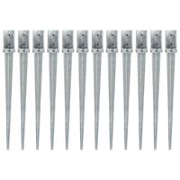 Grondpinnen 12 st 8x8x91 cm gegalvaniseerd staal zilverkleurig