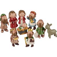 Kinder/kinderkamer kerststal beeldjes - 9x stuks - H8 cm - polystone - thumbnail