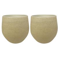 Ter Steege Plantenpot - 2x stuks - moderne look - beige - 26 x 25 cm - bloempot