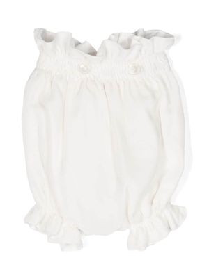 La Stupenderia short bloomer volanté en velours - Blanc