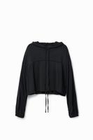 Oversized hoodie van cupro - BLACK - XS - thumbnail