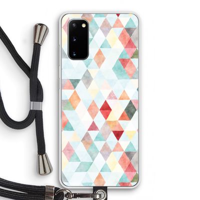 Gekleurde driehoekjes pastel: Samsung Galaxy S20 Transparant Hoesje met koord
