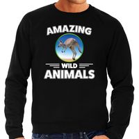 Sweater kangoeroes amazing wild animals / dieren trui zwart voor heren - thumbnail