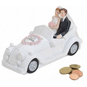 Just married trouwauto spaarpot bruiloft artikelen 16 cm