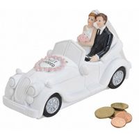 Just married trouwauto spaarpot bruiloft artikelen 16 cm - thumbnail