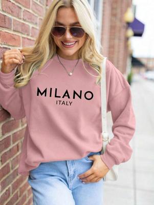 Bon&Bon Milano Rhinestone Sweatshirt | Black Long Sleeve Pullover Dusty Pink / M