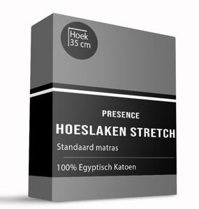 Hoeslaken - Egyptisch Katoen Stretch - Grijs - 180x200 cm - Grijs - Presence - Dekbed-Discounter.nl
