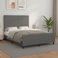 Bedframe met hoofdbord kunstleer grijs 140x190 cm