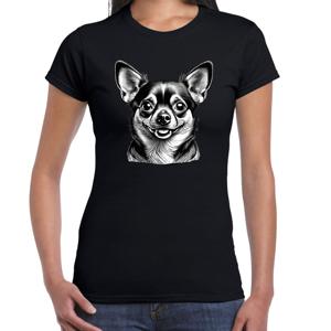 Cadeau/verkleed T-shirt dames - zwart - Chihuahua hond - hondenliefhebber