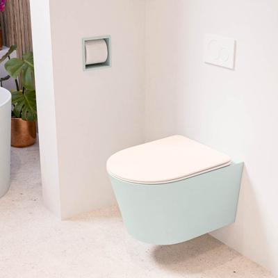 Wandcloset Mondiaz Lavie | Zonder spoelrand | Incl.Toiletzitting-Rosee | Keramiek | Greey (licht grijs)