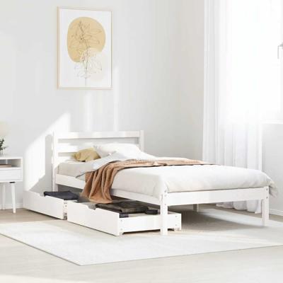 Bedframe zonder matras massief grenenhout wit 140x200 cm