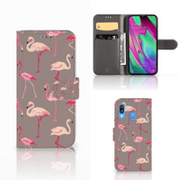 Samsung Galaxy A40 Telefoonhoesje met Pasjes Flamingo