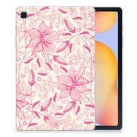 Samsung Galaxy Tab S6 Lite | S6 Lite (2022) Siliconen Hoesje Pink Flowers - thumbnail