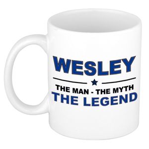 Naam cadeau mok/ beker Wesley The man, The myth the legend 300 ml   -