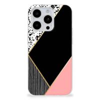 iPhone 15 Pro Max | TPU Hoesje | Zwart Roze Vormen