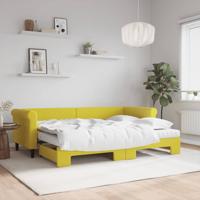 Slaapbank onderschuifbed en matrassen 80x200 cm fluweel geel